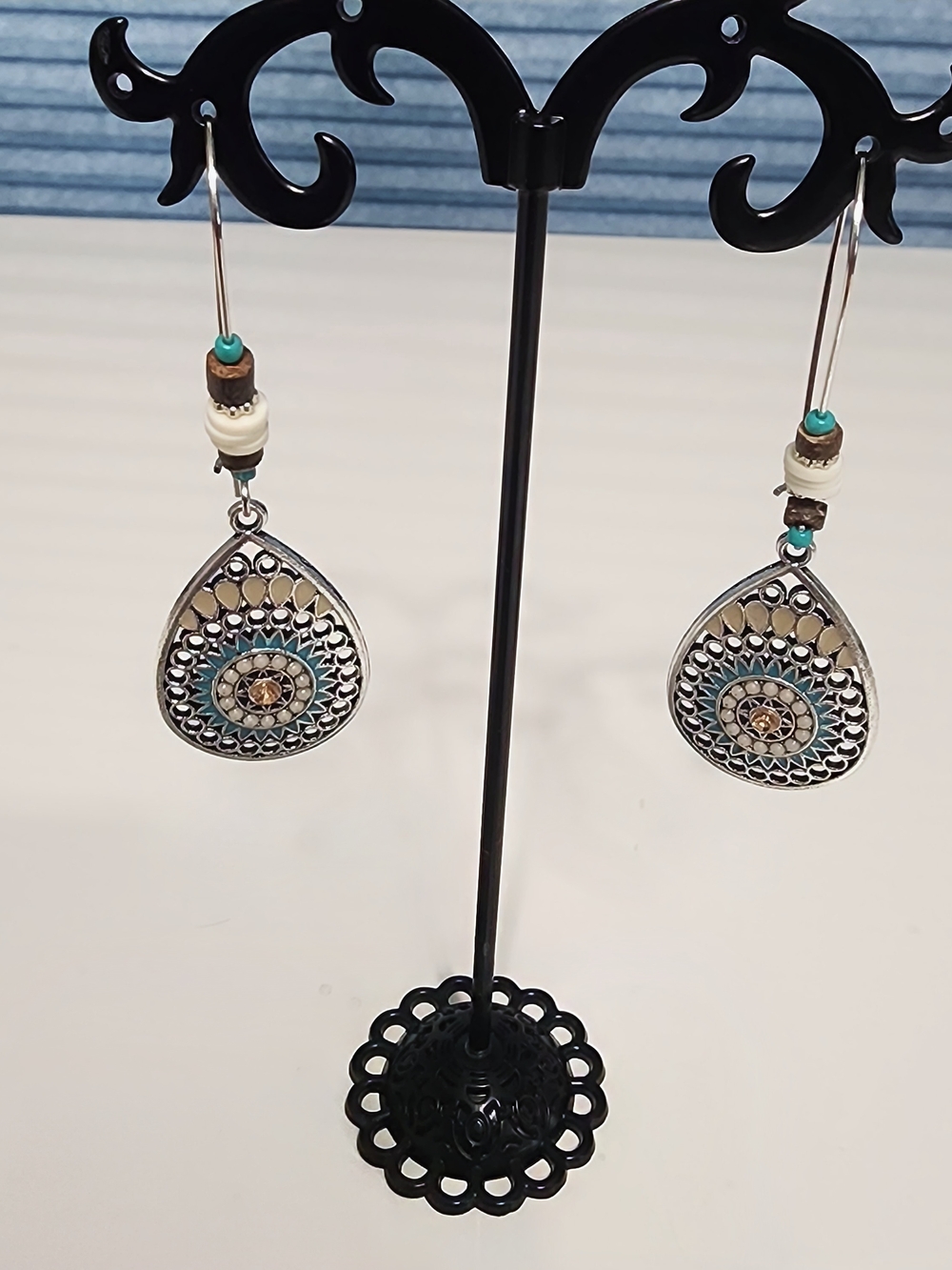 Turquoise Teardrop Dangle Earrings - Western Boho